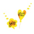 No Yes.Hand draw dialog words of Colorful. Bubble talk phrases. Royalty Free Stock Photo